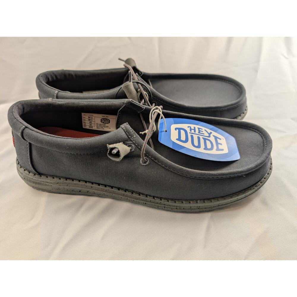 NWT Hey Dude Shoes Wally  Canvas in Dark Grey size 12 (No Box)